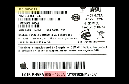 Apple HDD Part Number